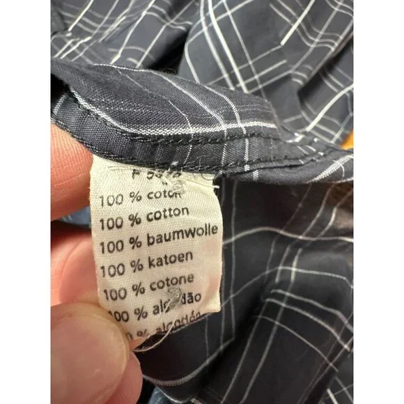 Lacoste Mens Navy & White Plaid Long Sleeve Button-Up Shirt Size 40 M - Picture 7 of 9